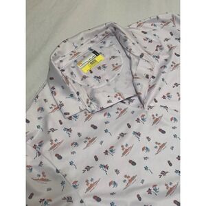 Nicklaus Eco Choice Mens Golf Polo Shirt Large Tropical Island‎ Palm Tree Print
